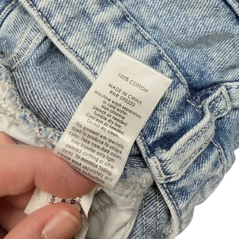 PacSun Light Wash Denim Mini Skirt Raw Hem Distressed Side Stripe Womens‎ 26